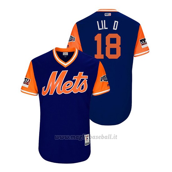 Maglia Baseball Uomo New York Mets Travis D'arnaud 2018 Llws Players Weekend Lil D Royal
